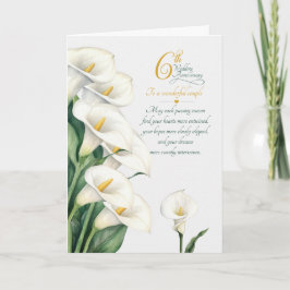 Tarjeta Lilios de Cala sentimentales del 6º aniversario de