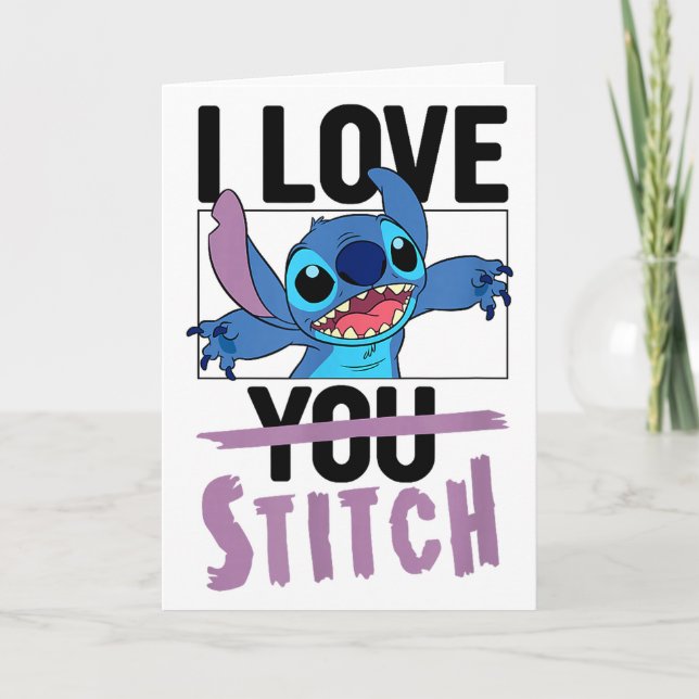 Tarjeta Lilo & Stitch - Día de San Valentín Amo a Stitch  (Anverso)