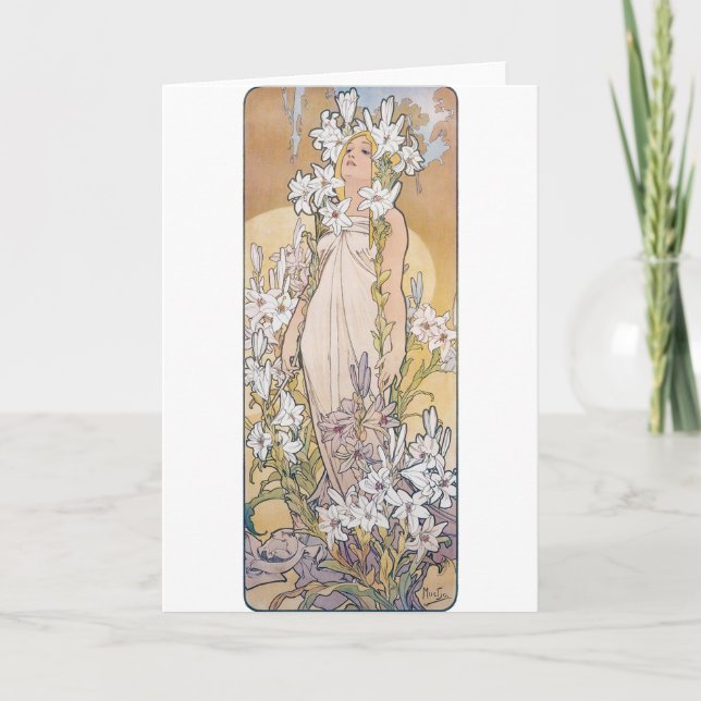 Tarjeta Lily (Cuatro Flores), Alphonse Mucha (Anverso)