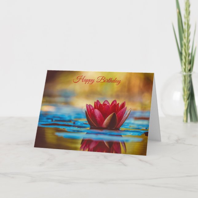 Tarjeta Lily del Agua Roja - Feliz cumpleaños (Anverso)