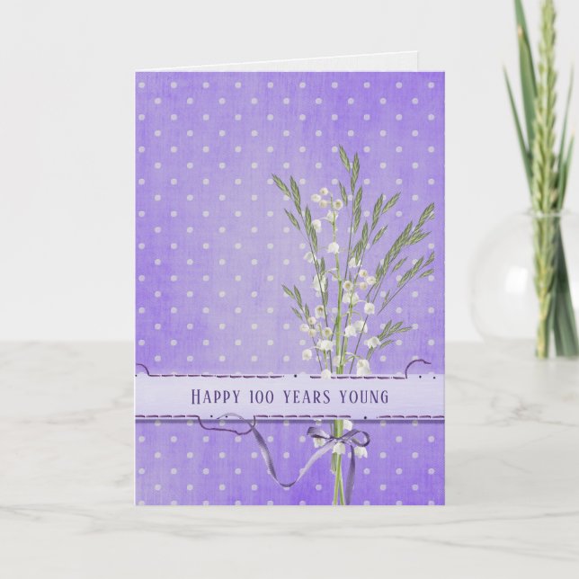 Tarjeta Lily del Valle Bouquet 100 cumpleaños (Anverso)