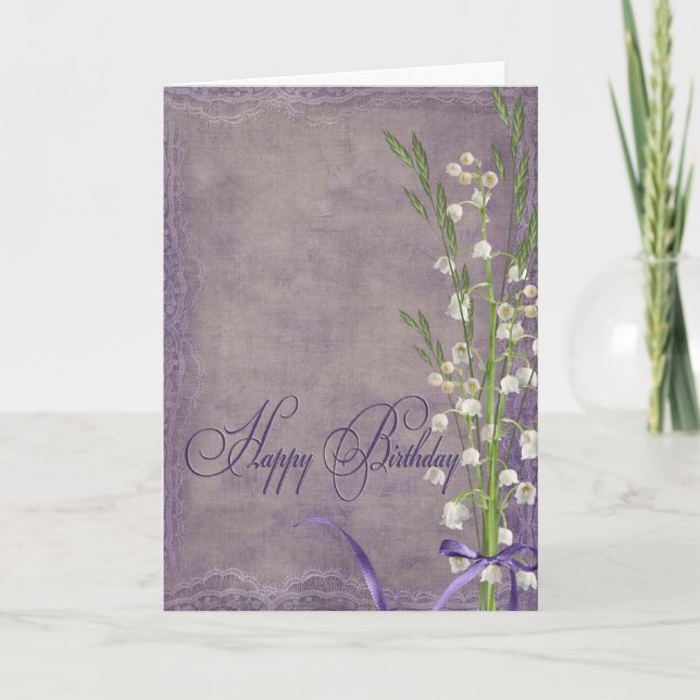 Tarjeta Lily Of The Valley Birthday Bouquet (Anverso)