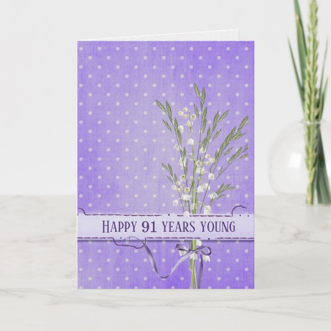 Tarjeta Lily of the Valley Bouquet 91ª cumpleaños (Anverso)