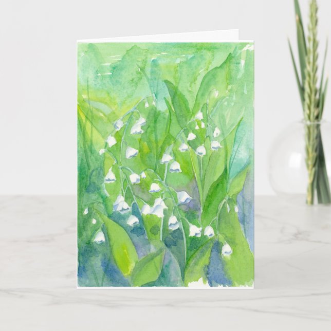 Tarjeta Lily of the Valley Flowers Happy Birthday (Anverso)