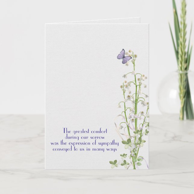 Tarjeta Lily of the Valley Sympathy Gracias (Anverso)