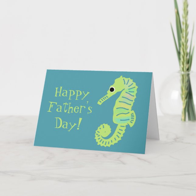 Tarjeta Lime Green Seahorse Cute el Día del Padre (Anverso)