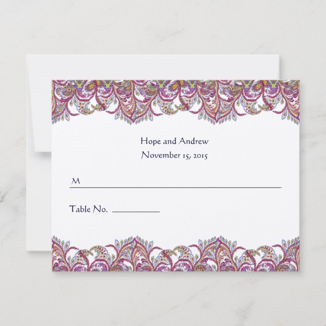 Tarjeta Lime Green y Raspberry Damask Wedding Plac (Anverso)