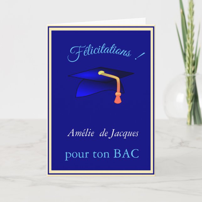 Tarjeta Límite de graduación azul no2 - Felicitaciones en  (Anverso)