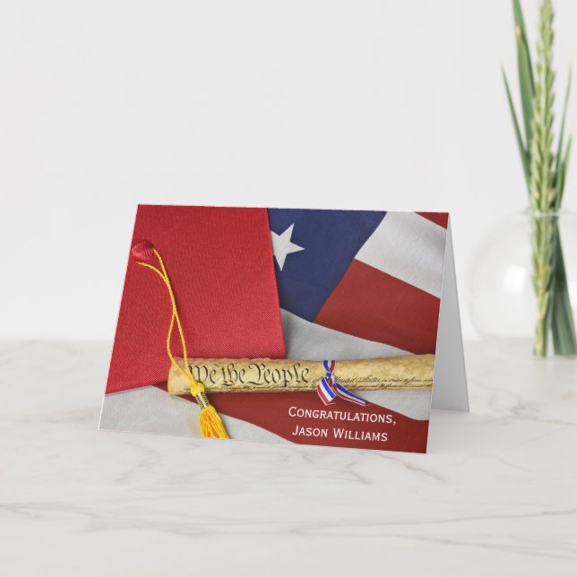 Tarjeta Límite de graduación en la bandera con la constitu (Anverso)