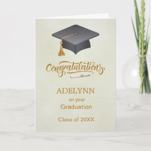 Tarjeta Límite de mortero y diploma Graduación Felicidades