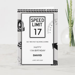 Tarjeta Límite de Velocidad Cumpleaños 16 del Chico