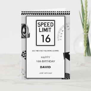 Tarjeta Límite de Velocidad Cumpleaños 16 del Chico 