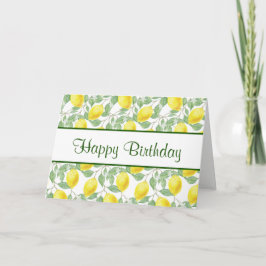 Tarjeta Limones amarillos con cumpleaños verde del modelo