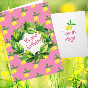 Tarjeta Limones amarillos personalizados rosa caliente