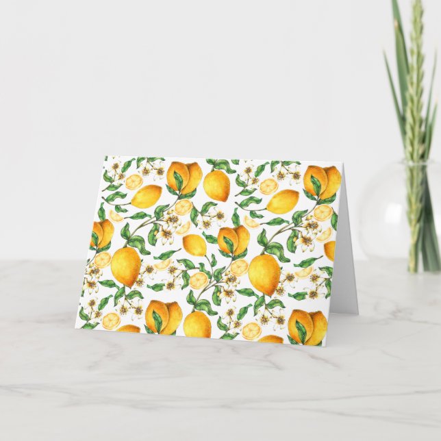 Tarjeta Limones amarillos y flores de limón Hermoso   (Anverso)