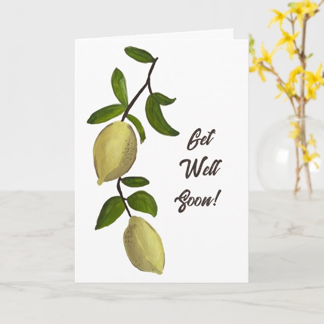 Tarjeta Limones Pintados Mejora Pronto (flor amarilla)