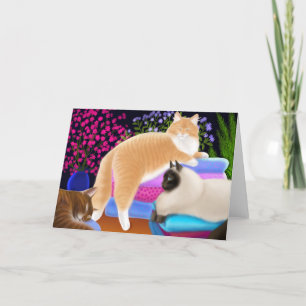 Tarjeta limpia del lavadero del amor de los gatos