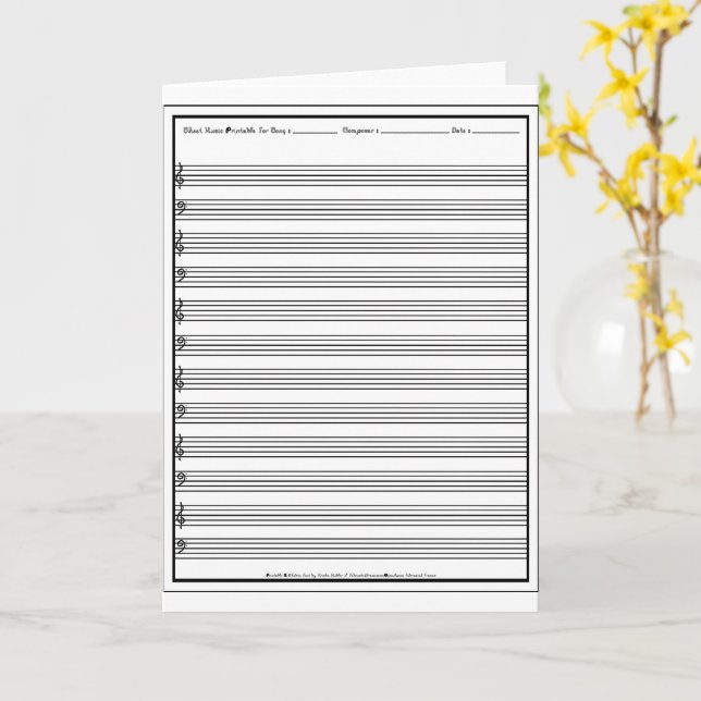 Tarjeta Limpieza de línea de estado de manuscrito de músic (flor amarilla)