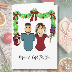 Tarjeta Limpieza Hombre Mujer Caricatura Gracias Navidad