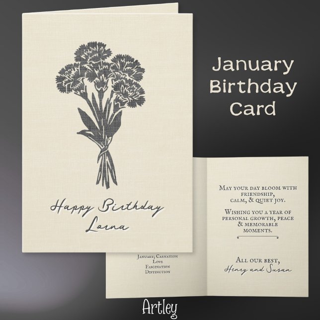 Tarjeta Linaje de flor de enero de carnación estampado (Subido por el creador)