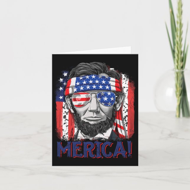 Tarjeta Lincoln 4 De Julio Merica Hombres Bandera Estadoun (Anverso)