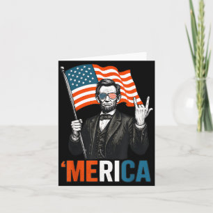 Tarjeta Lincoln Merica Rock Divertido 4 De Julio Americano