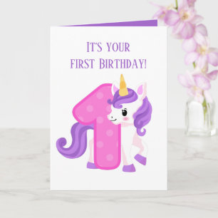Tarjeta linda bebé primer cumpleaños