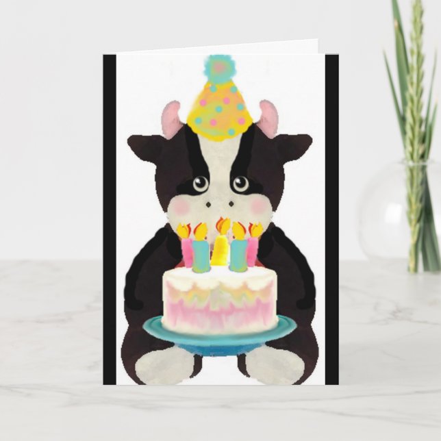 Tarjeta linda carta de cumpleaños de vaca lil (Anverso)