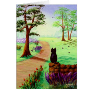 Tarjeta linda Creationarts del gato negro