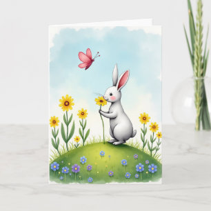Tarjeta Linda de Flor de Conejo