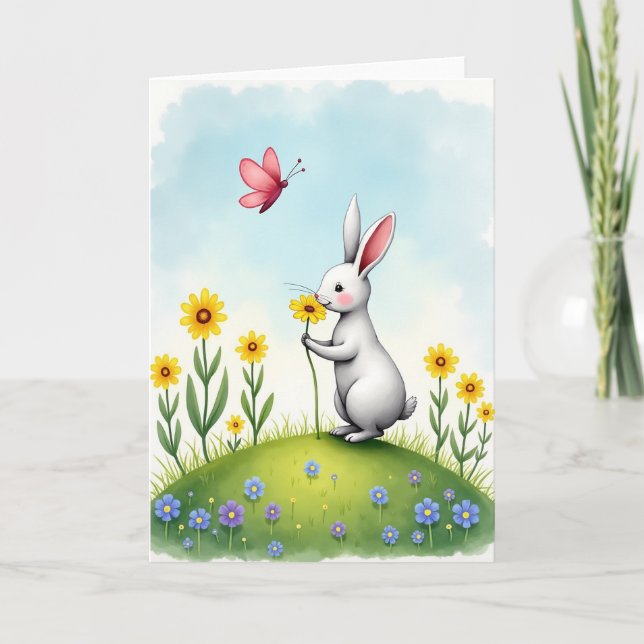 Tarjeta Linda de Flor de Conejo (Anverso)