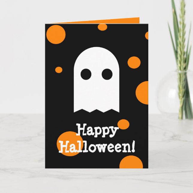 Tarjeta linda de Halloween del fantasma para los (Anverso)