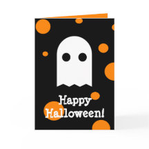 Tarjeta linda de Halloween del fantasma para los