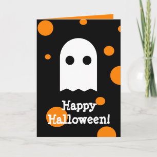 Tarjeta linda de Halloween del fantasma para los