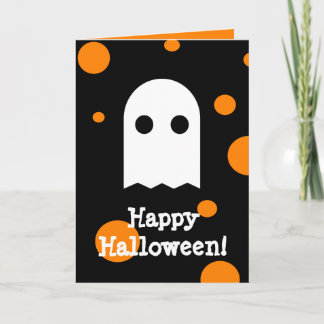 Tarjeta linda de Halloween del fantasma para los