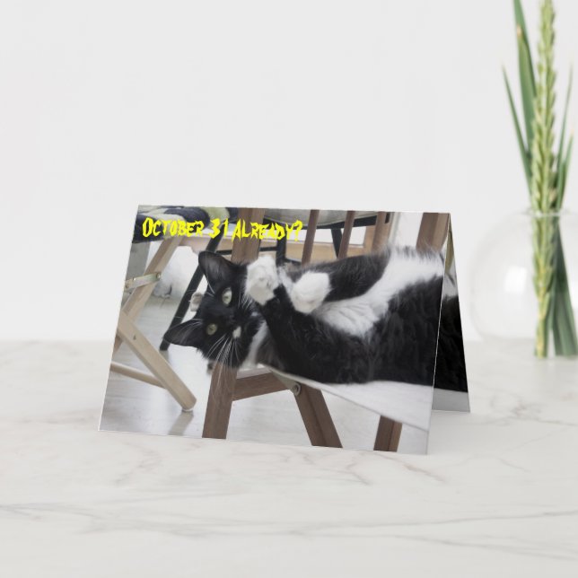 Tarjeta linda de Hallowe'en del gatito (no) (Anverso)