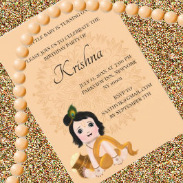 Tarjeta linda de Krishna para cumpleaños - Arte de