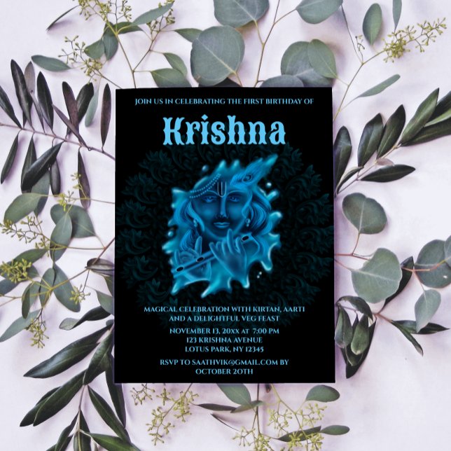 Tarjeta linda de Krishna para cumpleaños - Arte de (Subido por el creador)