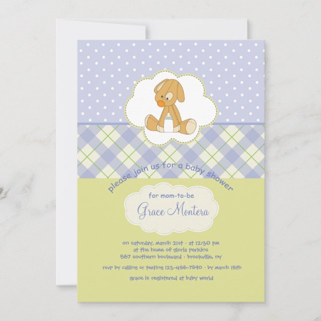 Tarjeta linda de la ducha del juguete del perrito (Anverso)