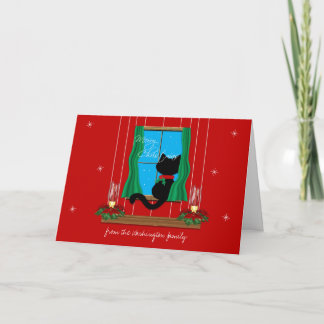 Tarjeta linda de las Felices Navidad de la ventana
