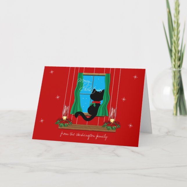 Tarjeta linda de las Felices Navidad de la ventana (Anverso)