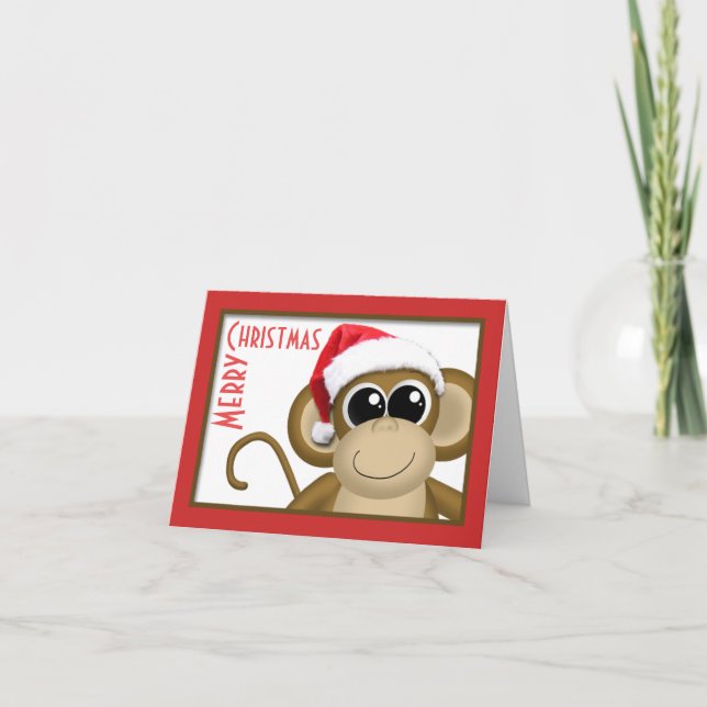 Tarjeta linda "de las Felices Navidad" del mono (Anverso)