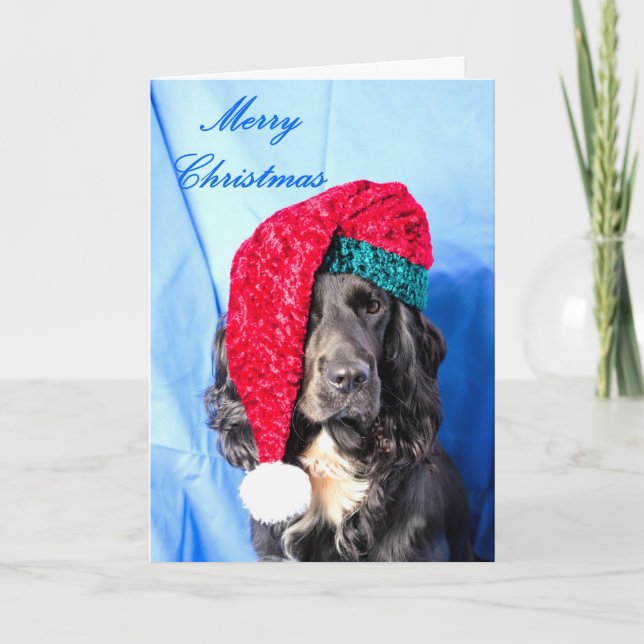 Tarjeta linda de las Felices Navidad del perro (Anverso)