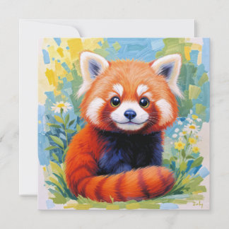 Tarjeta linda de Panda Rojo. 