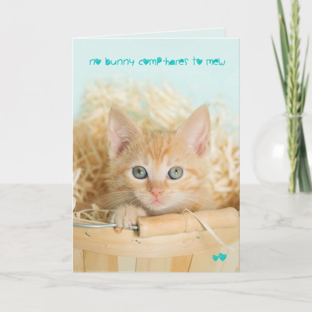 Tarjeta linda de Pascua del gatito anaranjado (Anverso)