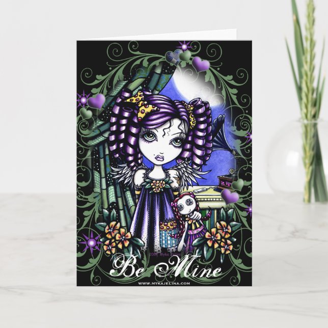 Tarjeta linda del ángel de la muñeca de trapo de (Anverso)