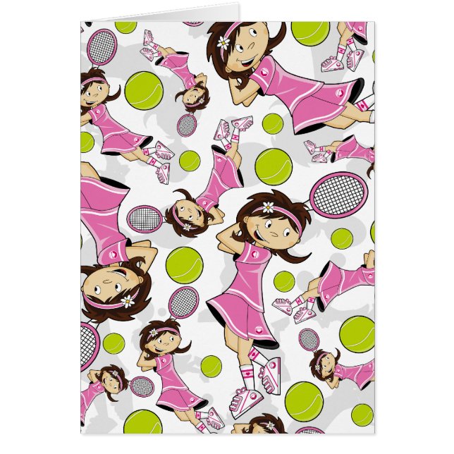 Tarjeta linda del chica del tenis (Frente)