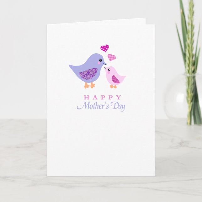 Tarjeta linda del día de madre de los pájaros de (Anverso)