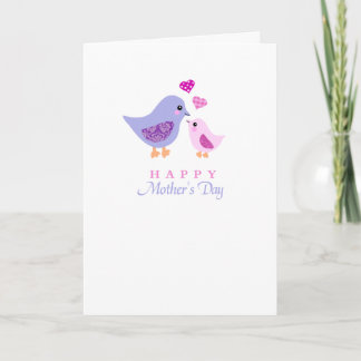 Tarjeta linda del día de madre de los pájaros de