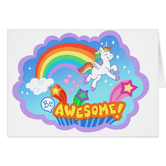 Tarjeta linda del unicornio (Anverso (Horizontal))